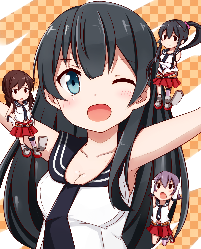 yahagi, noshiro, agano, and sakawa (kantai collection) drawn by acchii_(akina)