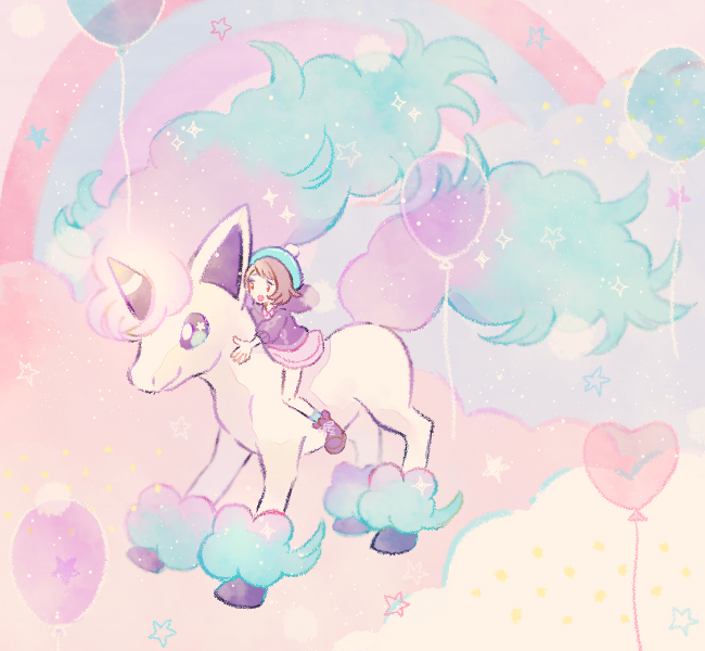 gloria and galarian ponyta (pokemon and 1 more) drawn by ryokuno_green