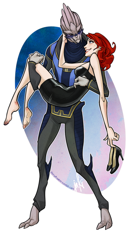 commander shepard and garrus vakarian (mass effect and 2 more) drawn by jaki_hong