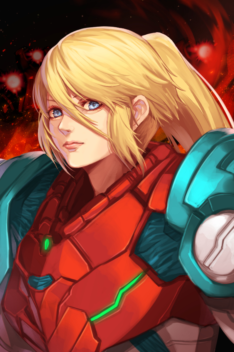 samus aran and e.m.m.i. (metroid and 1 more) drawn by re_(re_09)