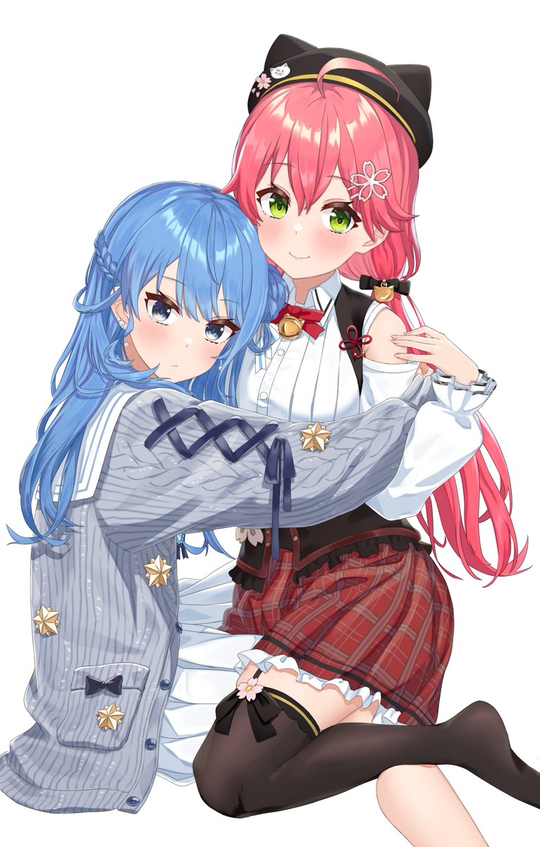 hoshimachi suisei and sakura miko (hololive) drawn by kazuna_(minekazuna)