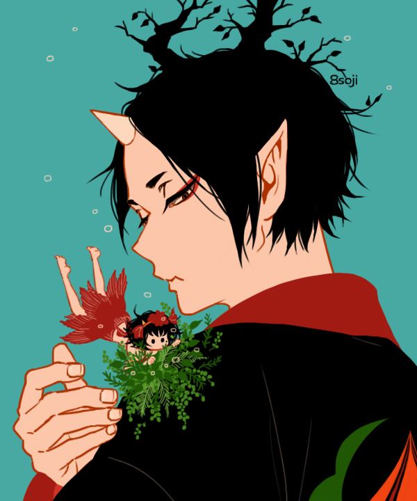 hoozuki and peach maki (hoozuki no reitetsu) drawn by yasoji_(16321578)