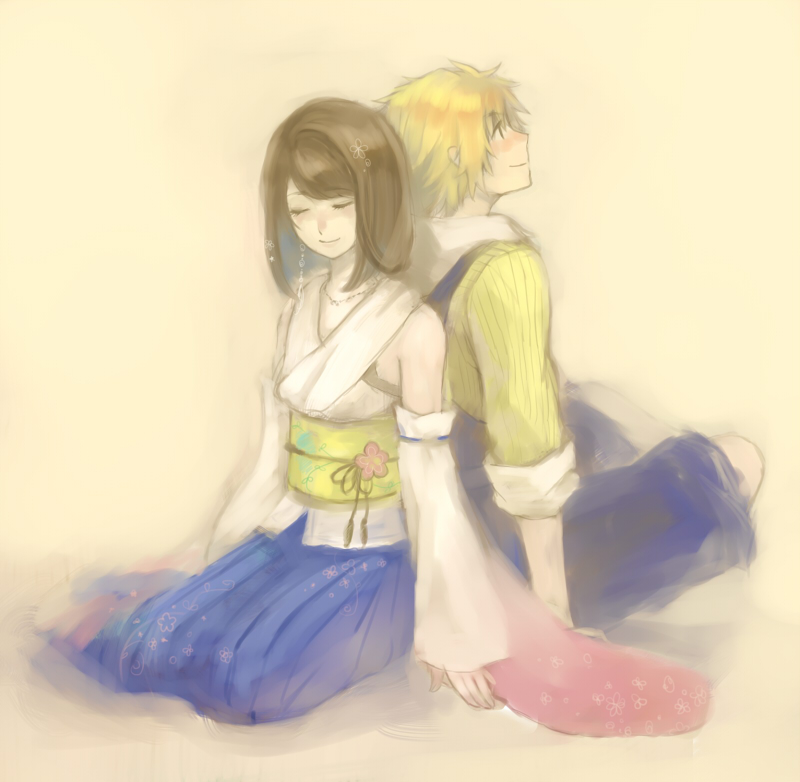 yuna and tidus (final fantasy and 1 more) drawn by habbitrot