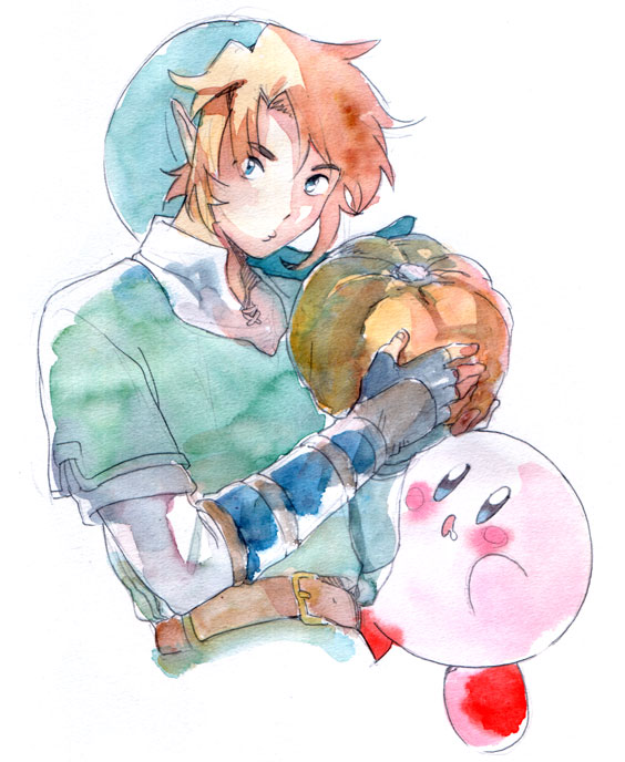 link and kirby (the legend of zelda and 2 more) drawn by uichi