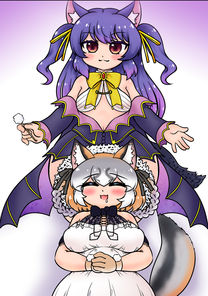 island fox and rurun rururica (kemono friends and 2 more) drawn by edamamezooooo
