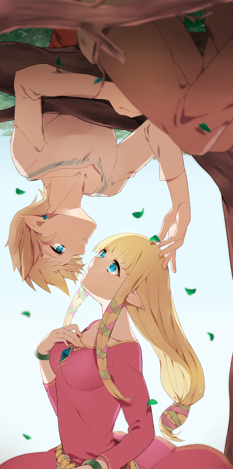 link and princess zelda (the legend of zelda and 1 more) drawn by yayata_(884)