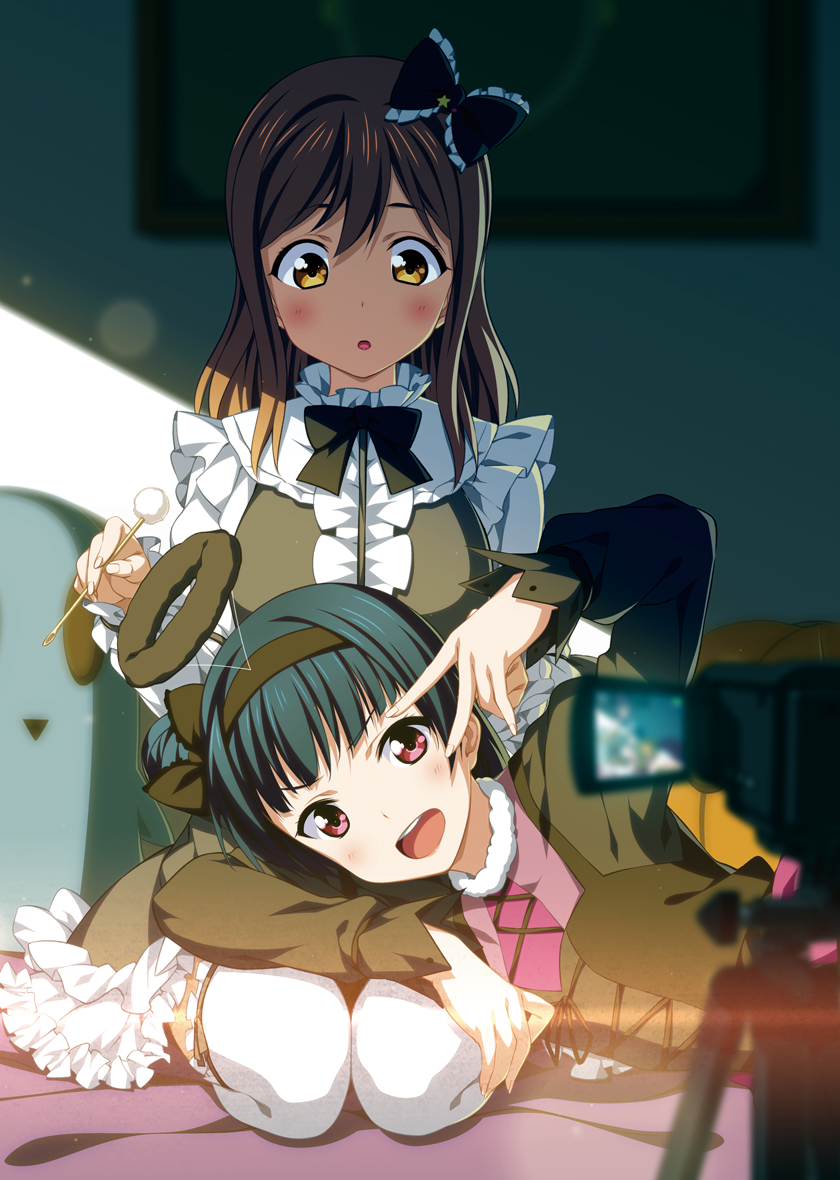 tsushima yoshiko and kunikida hanamaru (love live! and 1 more) drawn by 2c=galore