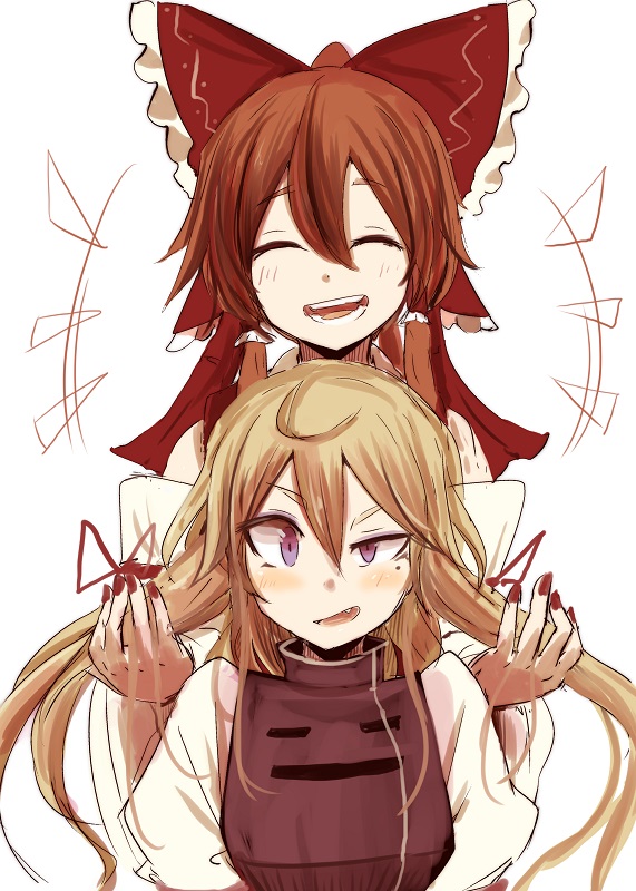 hakurei reimu and yakumo yukari (touhou) drawn by necro_(nekurodayo)