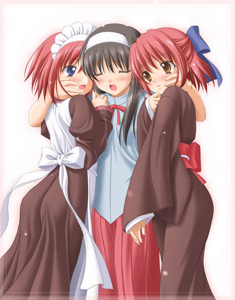 tohno akiha, kohaku, and hisui (tsukihime and 1 more) drawn by sin-go