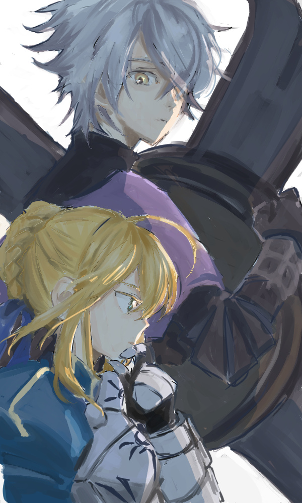 artoria pendragon, saber, and galahad (fate and 1 more) drawn by yuyu_fate