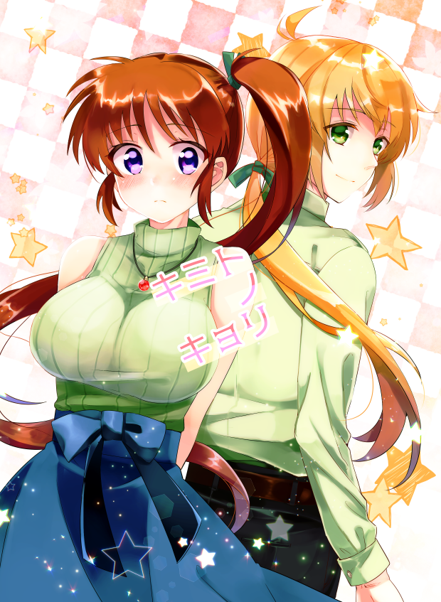 takamachi nanoha, raising heart, and yuuno scrya (lyrical nanoha and 1 more) drawn by toax2017