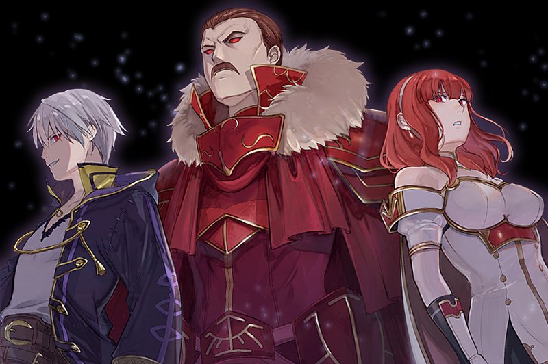 male robin, celica, and hardin (fire emblem and 4 more) drawn by kyufe