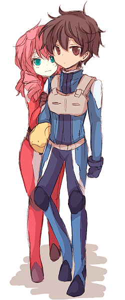 haro, setsuna f. seiei, and feldt grace (gundam and 1 more) drawn by hariko