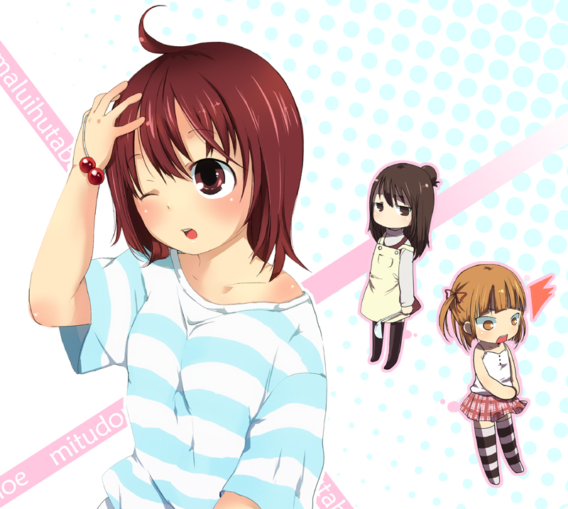 marui mitsuba, marui hitoha, and marui futaba (mitsudomoe) drawn by hakka0320