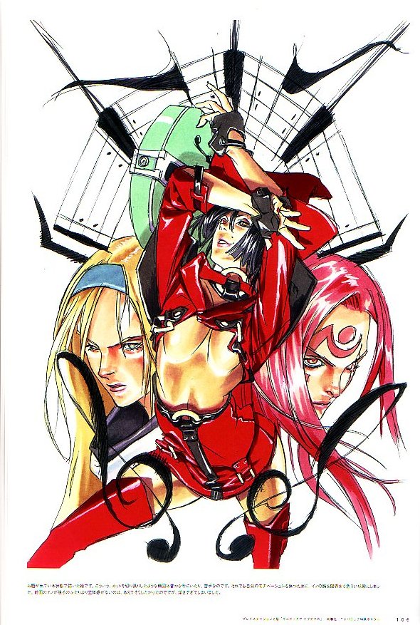 baiken, millia rage, and i-no (guilty gear) drawn by ishiwatari_daisuke