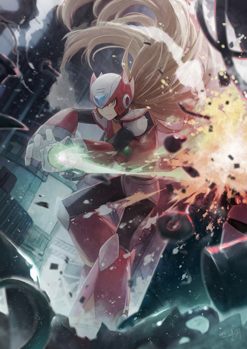 zero (mega man and 1 more) drawn by angel31424