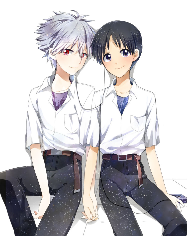 ikari shinji and nagisa kaworu (neon genesis evangelion and 2 more) drawn by plico_(nicoma)
