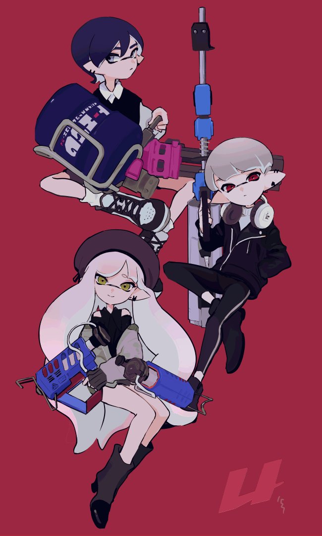 inkling player character, inkling girl, and inkling boy (splatoon) drawn by imaikuy0