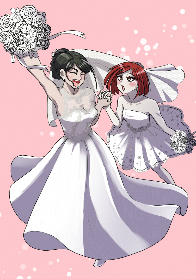 yumeno himiko and chabashira tenko (danganronpa and 1 more) drawn by shimerike