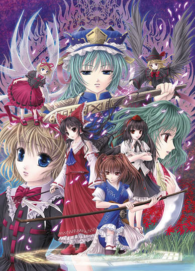 hakurei reimu, shameimaru aya, kazami yuuka, shiki eiki, onozuka komachi, and 4 more (touhou and 1 more) drawn by yuki_shuuka