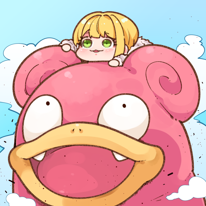 miyamoto frederica and slowpoke (pokemon and 2 more) drawn by takato_kurosuke