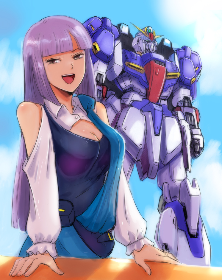 zeta gundam and roux louka (gundam and 1 more) drawn by gacha-m