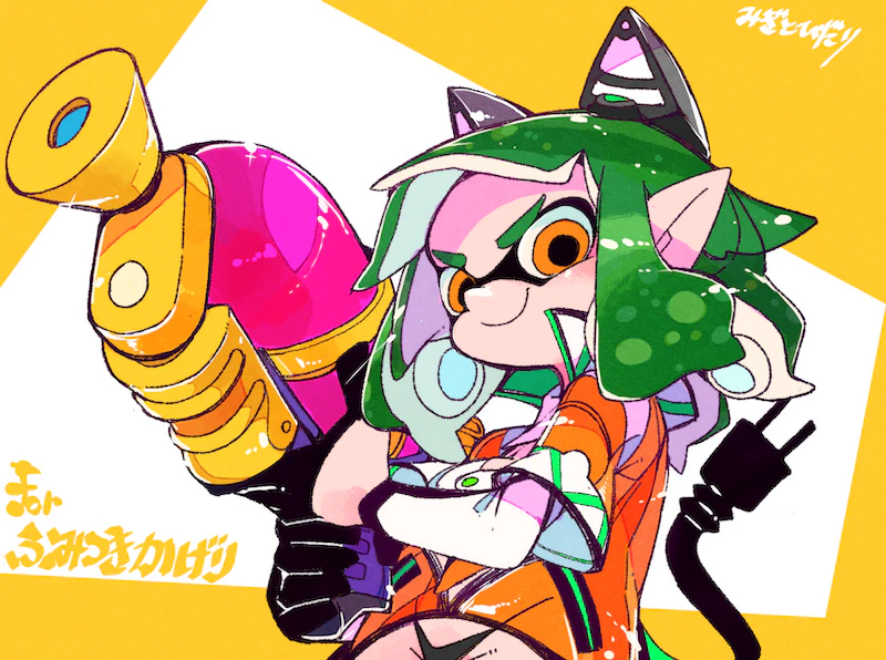 inkling player character (indie virtual youtuber and 2 more) drawn by massakasama