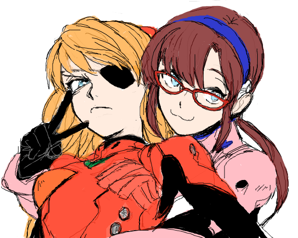 souryuu asuka langley and makinami mari illustrious (neon genesis evangelion and 2 more) drawn by nyorotta