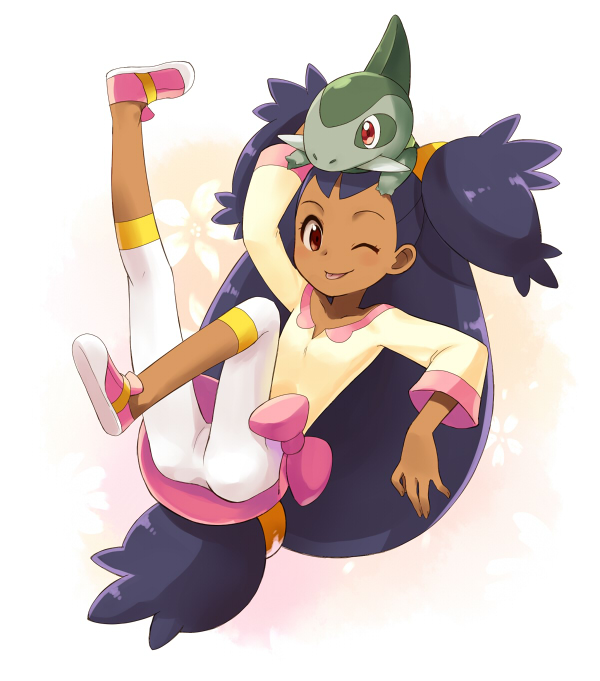 iris and axew (pokemon and 1 more) drawn by kiyoshi_saya