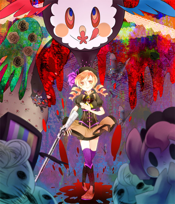 tomoe mami and charlotte (mahou shoujo madoka magica) drawn by togata