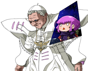 haman karn, qubeley, and pope benedict xvi (gundam and 2 more) drawn by maso_(ascii_art)