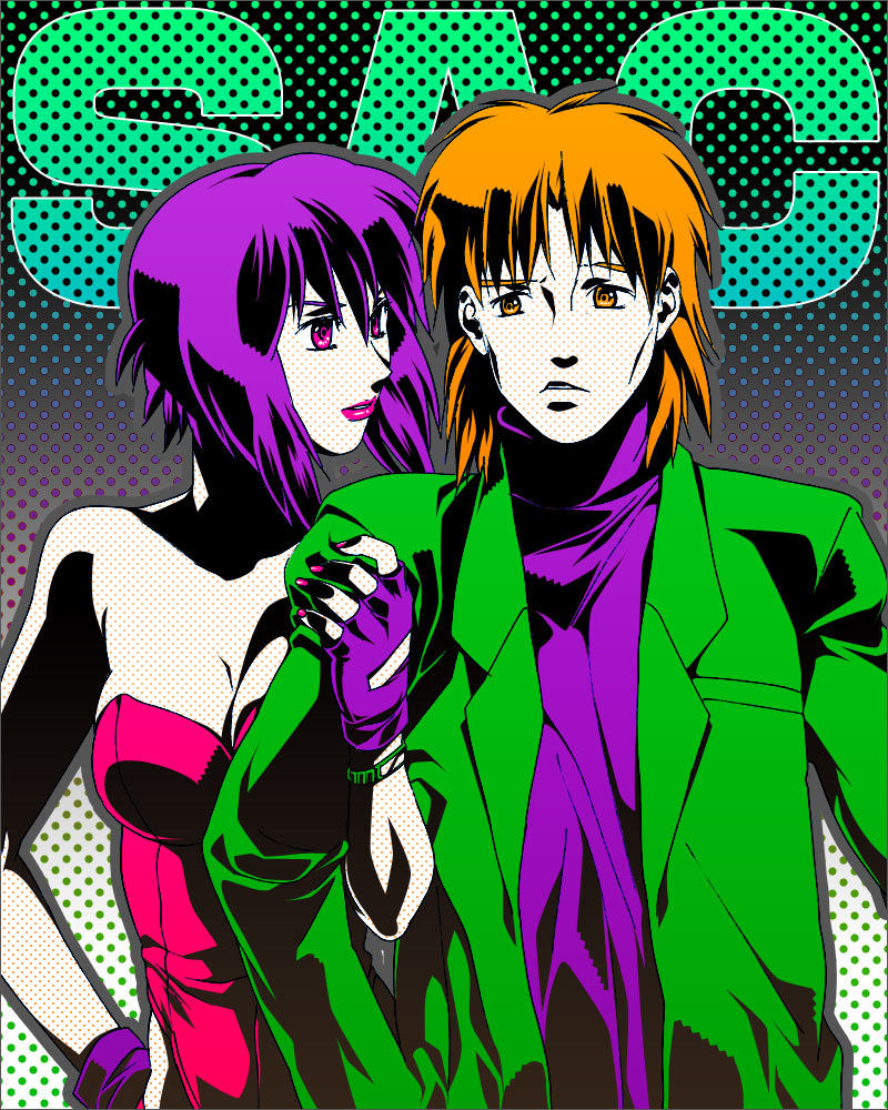 kusanagi motoko and togusa (ghost in the shell) drawn by yukimitsuki