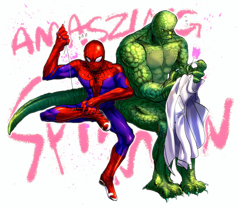 spider-man and lizard (marvel and 1 more) drawn by nockmoshimoshi