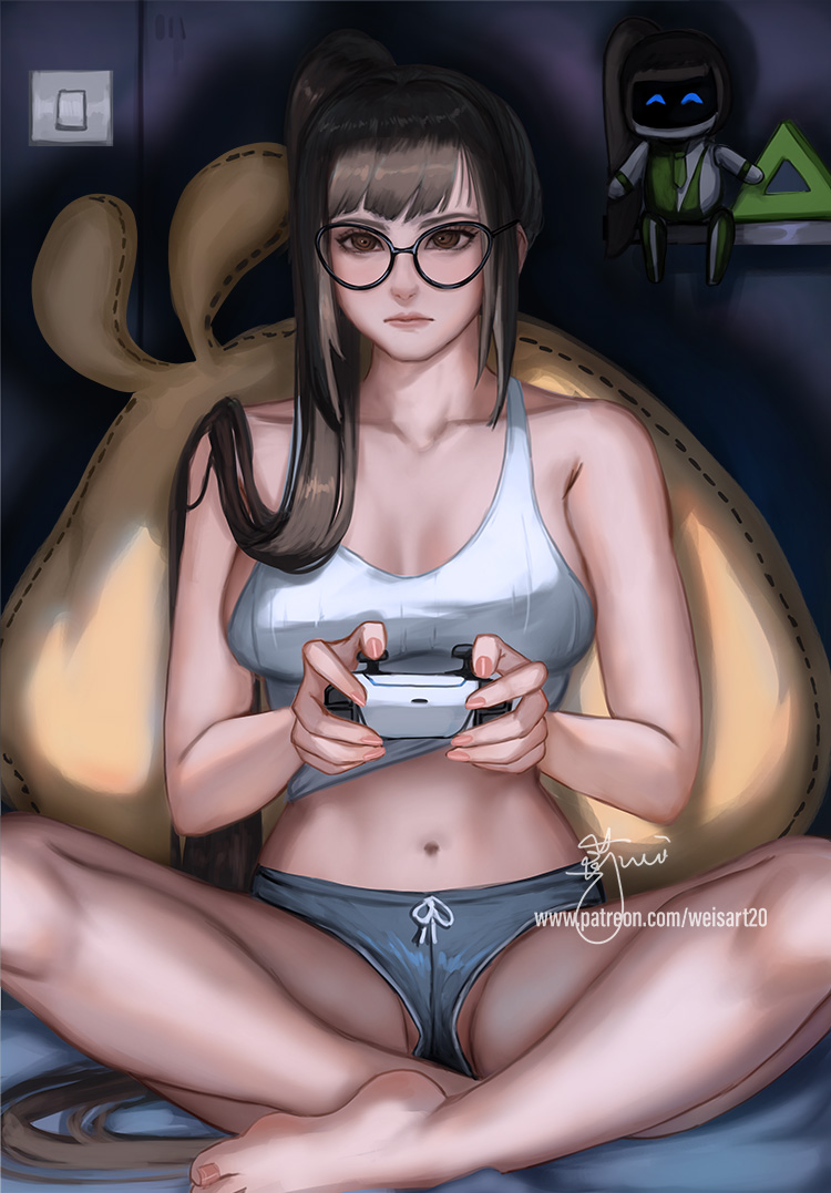 eve and astro bot (stellar blade and 1 more) drawn by wei_(promise_0820)