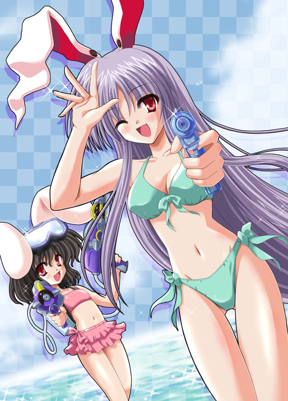 reisen udongein inaba and inaba tewi (touhou) drawn by yamu_(reverse_noise)