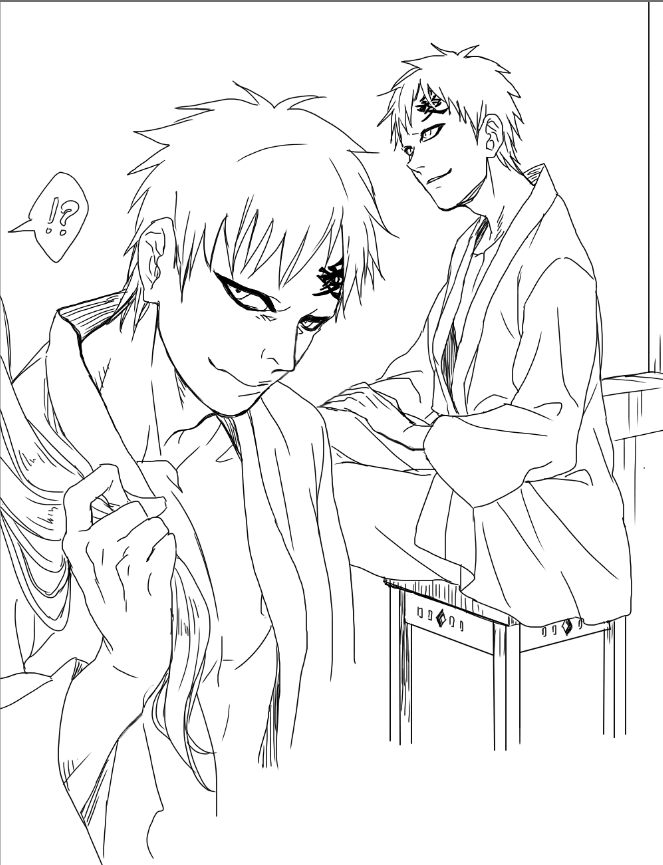 gaara (naruto and 1 more) drawn by enui