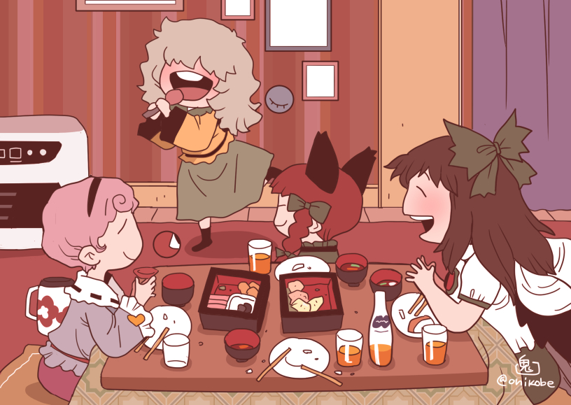 komeiji koishi, komeiji satori, kaenbyou rin, and reiuji utsuho (touhou) drawn by onikobe_rin