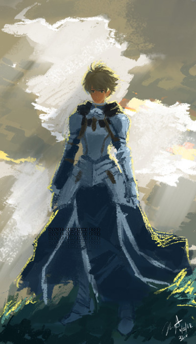arthur pendragon (fate and 1 more) drawn by gem2niki
