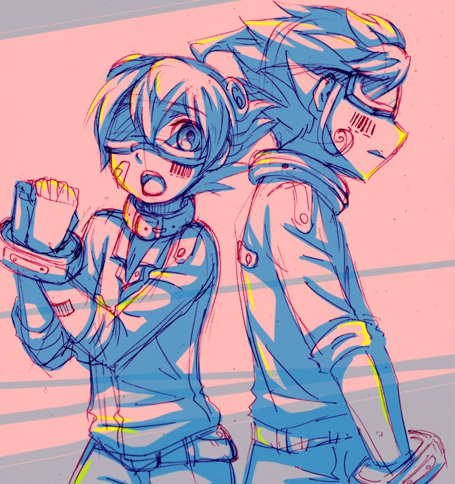 matsukaze tenma and tsurugi kyousuke (inazuma eleven and 1 more) drawn by cr72