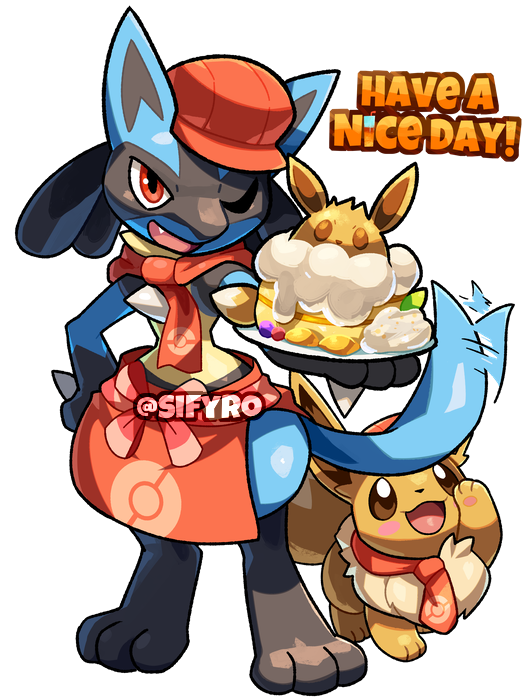 eevee and lucario (pokemon and 1 more) drawn by sifyro