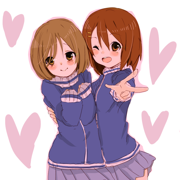 hirasawa yui and kinoshita shizuka (k-on!) drawn by natsu_(norari_kurari)