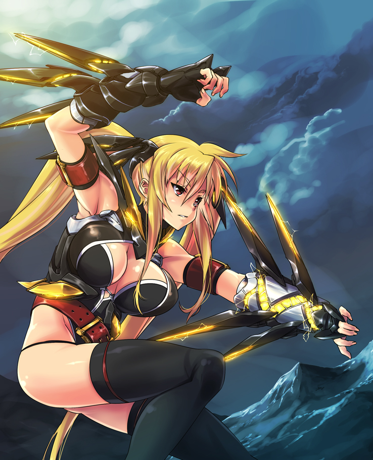 fate testarossa and bardiche (lyrical nanoha and 1 more) drawn by nekomamire