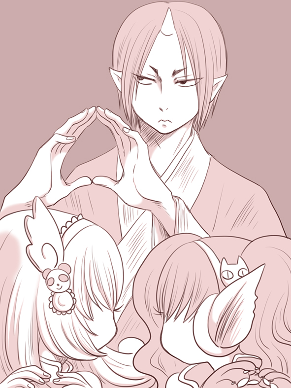 hoozuki, peach maki, and miki (hoozuki no reitetsu) drawn by gozo6ppu
