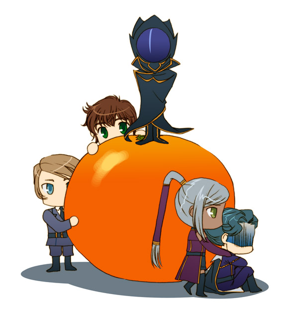 lelouch vi britannia, kururugi suzaku, zero, villetta nu, and jeremiah gottwald (code geass) drawn by asano_akira