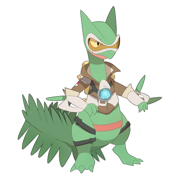tracer and sceptile (pokemon and 2 more) drawn by drawfag