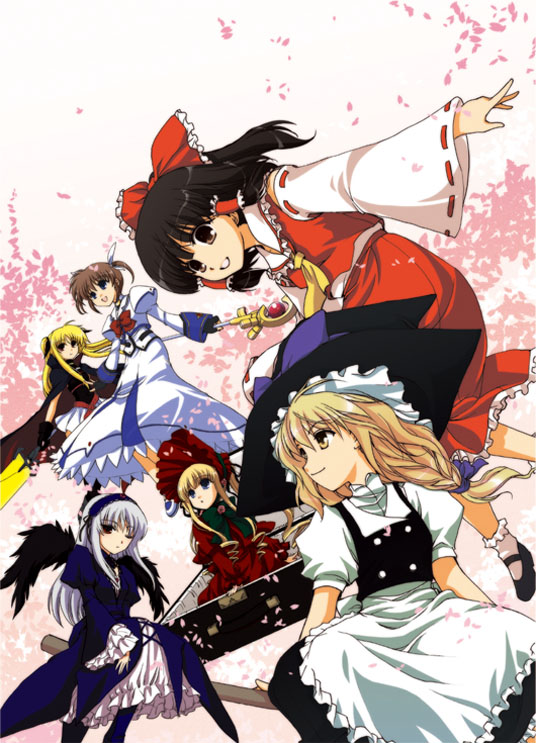 hakurei reimu, kirisame marisa, fate testarossa, takamachi nanoha, suigintou, and 3 more (touhou and 4 more)