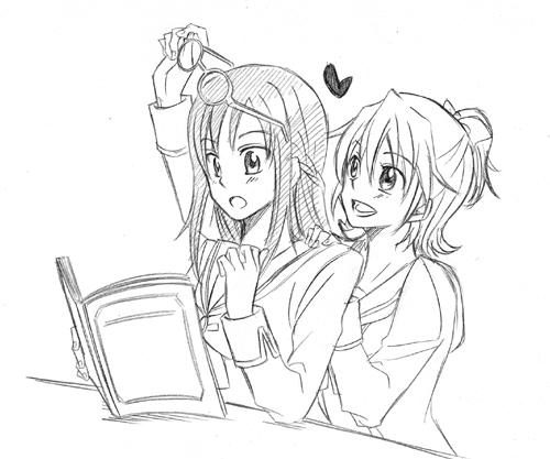 hishikawa rikka and aida mana (precure and 1 more) drawn by morukon