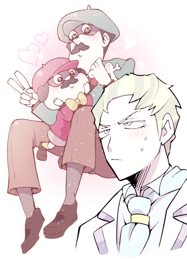 ashley graydon, nash skulkin, and ringo skulkin (ace attorney and 2 more) drawn by minashirazu