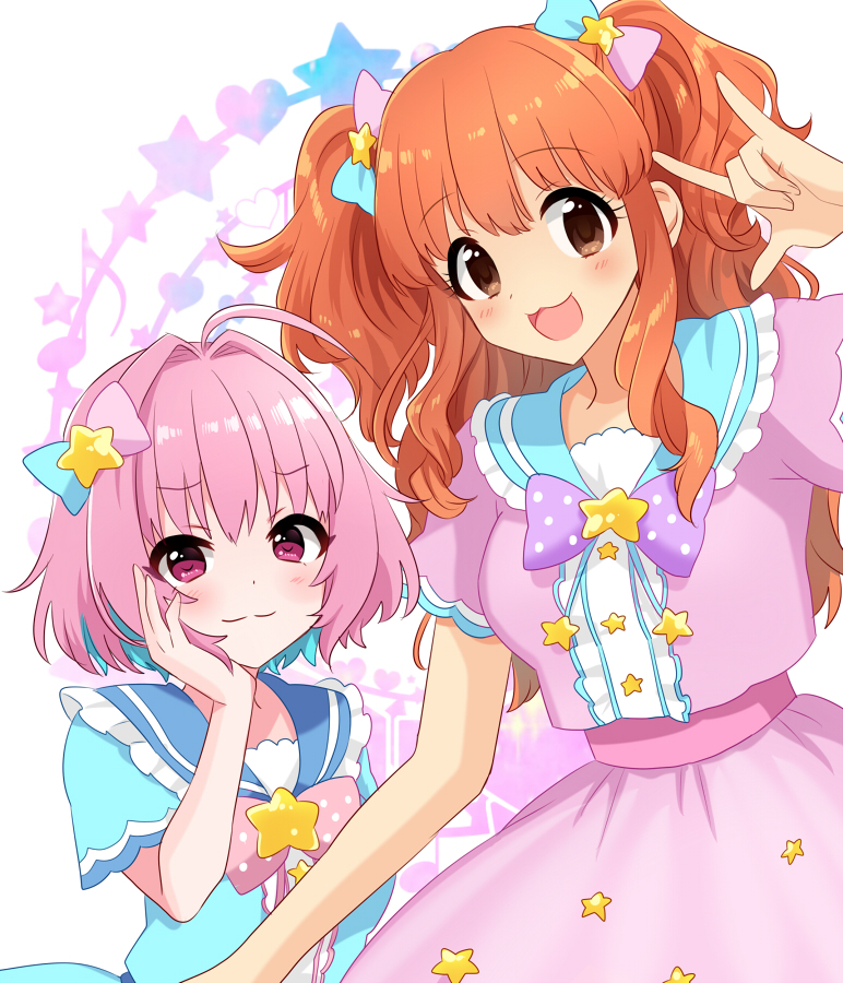 yumemi riamu and moroboshi kirari (idolmaster and 1 more) drawn by sukoyaka_(100hituzi)