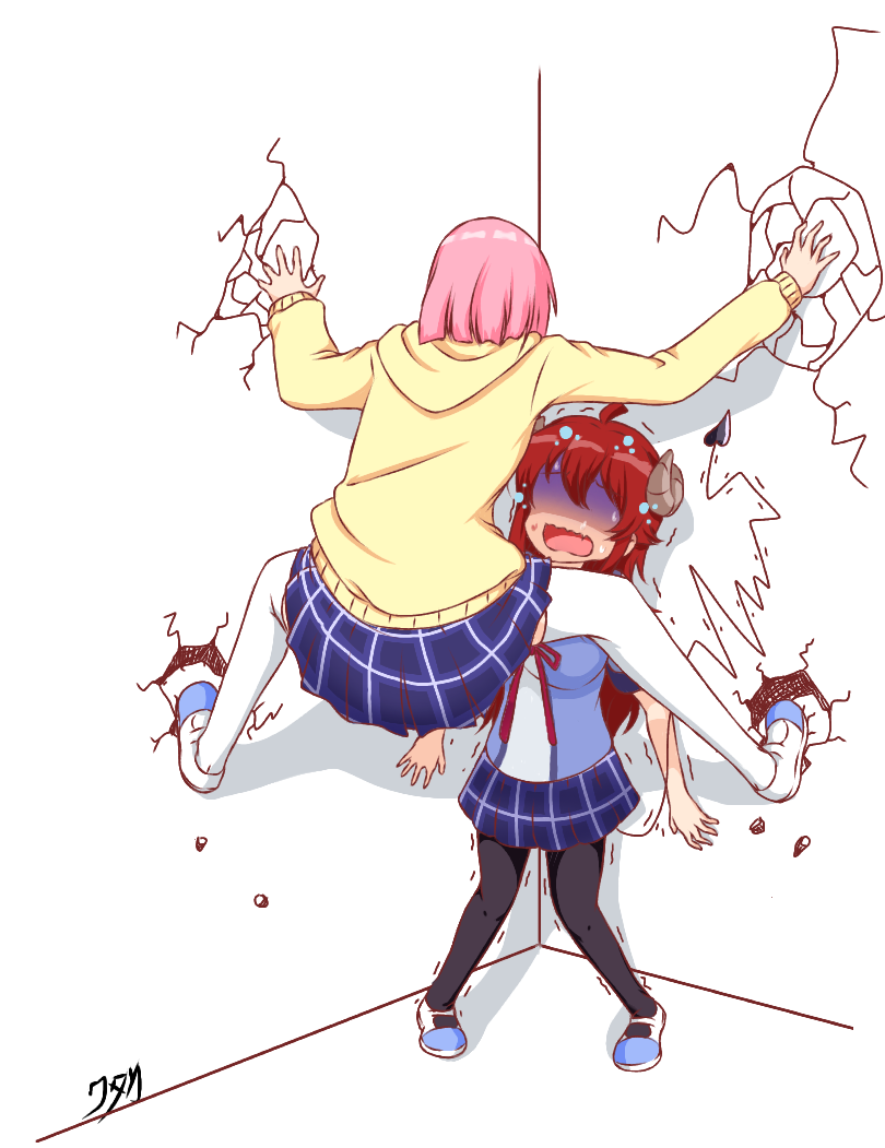 yoshida yuuko and chiyoda momo (machikado mazoku) drawn by hitorilily